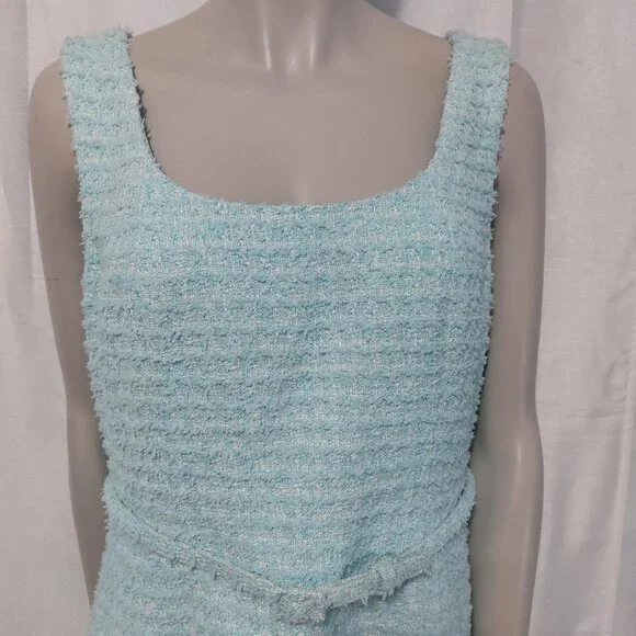 Kate Spade Dress 14 Light Blue Boucle Mini Fit Flare Sleeveless Feminine - Picture 3 of 15